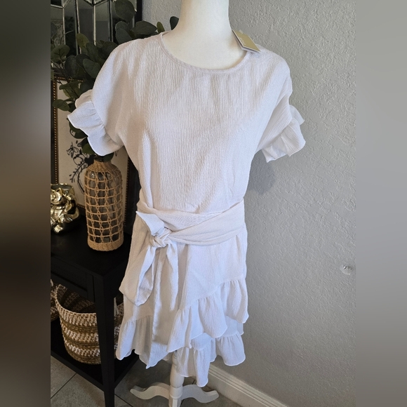 Michael KorsWhite Ruffle Mini Dress - Picture 2 of 11